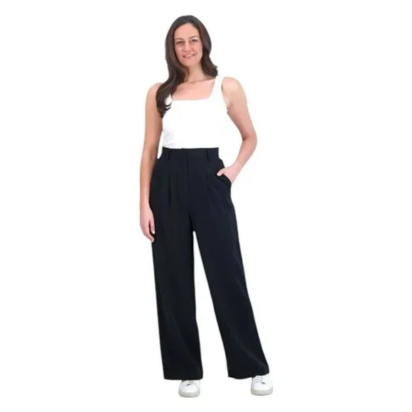 French Connection Women's Wide Leg Trouser Black Size Large - Picture 2 of 14